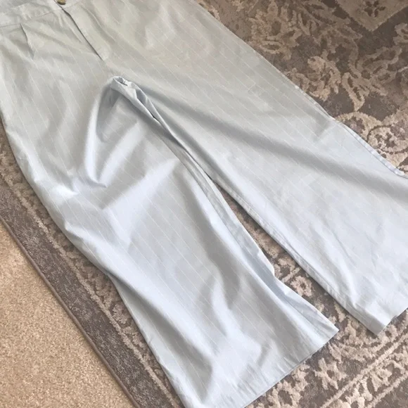 Women's Light Blue  2 piece pants set with White pinstripes - Picture 2 of 12